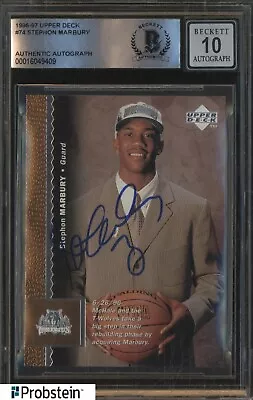 Stephon Marbury Signed 1996-97 Upper Deck RC Rookie BGS BAS 10 AUTO • $35