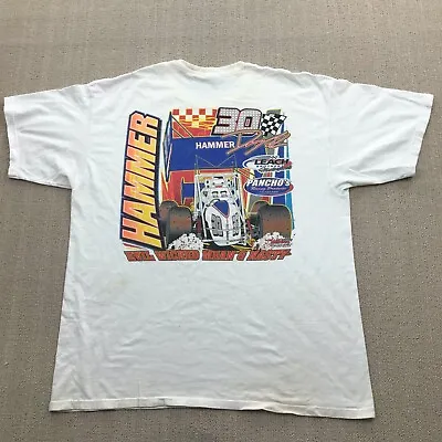 Doug Esh Racing Shirt Men XL White Sprint Car The Hammer Graphic Distressed VTG • $25