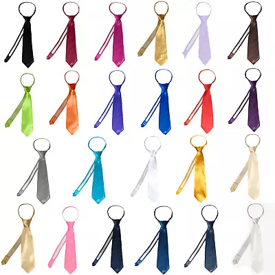 $8.98 • Buy Satin Zipper Tie For Baby Toddler Kid Teen Boy Formal Tuxedo Suit 23 Color Pick