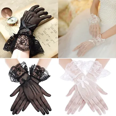 £4.59 • Buy Womens Fishnet Mesh Short Gloves Black Lace Bridal Evening Party Goth Burlesque