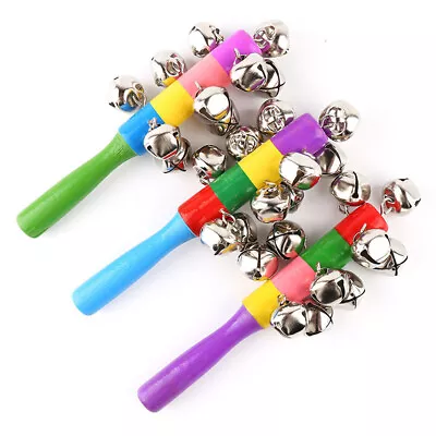 Hot 3Pcs Christmas Hand Jingle Bells Toys Hand Percussion Shaker Rattle • £8.56