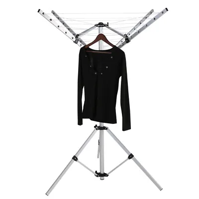 4 Arms Rotary Portable Camping Clothes Airer Dryer Washing Line Drying Rack UK • £38.29