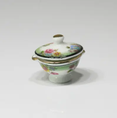 Dollhouse Miniature Green Floral Covered Serving Dish • $2.99