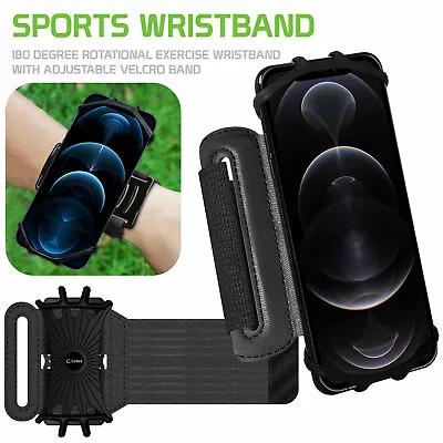 Exercise Sports Armband Wristband 180 Rotating Gym Running Jogging Phone Holder • $7.99