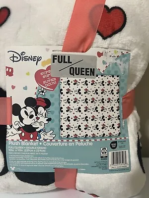 Disney Plush Mickey Mouse And Minnie Mouse Full/Queen Red White Black Blanket  • $65