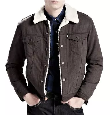 Levi's Men's Classic Regular Fit Sherpa Trucker Jacket Brown • $49.99