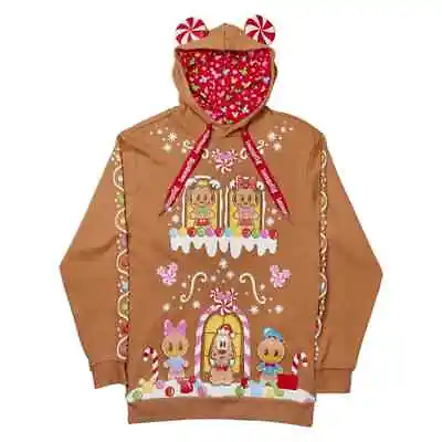 Loungefly Disney Mickey & Friends Gingerbread House Hoodie LARGE NWT • $64.95