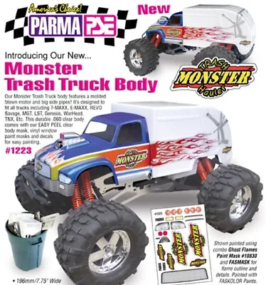 RARE Parma PSE 1223 Monster Trash Truck Body Savage T-Maxx Revo LST GMT TRAXXAS • $100