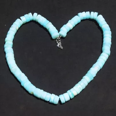 Beautiful 660 Cts Natural Single Strand Blue Opal Beads Necklace SK 18 E512 • $2.25