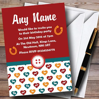 Red Green And White Horses Personalised Children's Birthday Party Invitations • £8.99