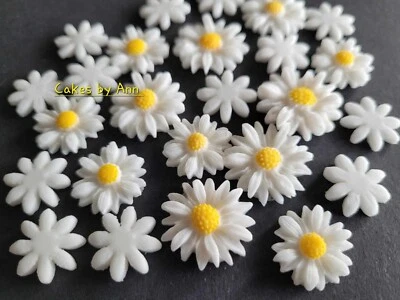 Edible Sugar Flowers Daisy White Flowers Wedding Birthday Cake Cupcake Topper 24 • $8.50