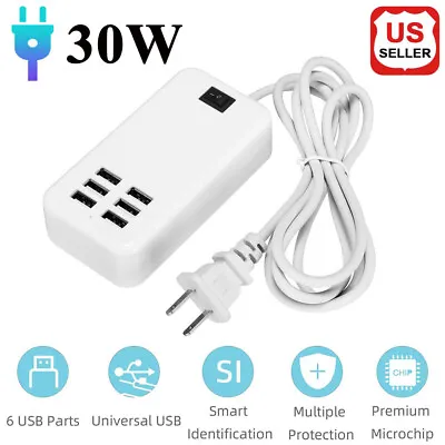 Multi 6 Port USB Hub Wall Charger Station Fast Charging AC Power Adapter Desktop • $8.85