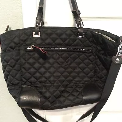 MZ WALLACE Women's Black Large Nylon Quilted Tote Shoulder Crossbody Bag • $176