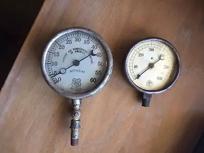 Vintage Antique Steam Gauges Steampunk Industrial National Ashcroft 1910 Buffalo • $85