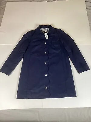 J Crew Womens Scallop Mac Rain Jacket Sz 00 New With Tags Navy AL224 Retail $158 • $49.95