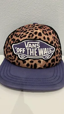 Vans  Off The Wall  Leopard Print & Purple W/Black Mesh Snapback Trucker Hat Cap • $15.90