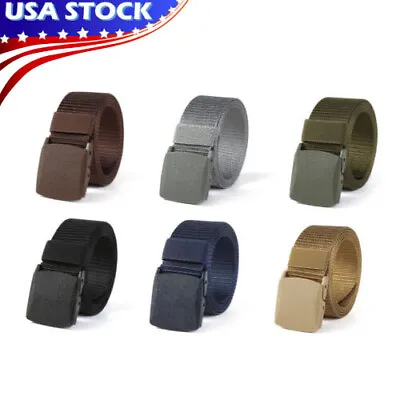 Men's Plastic Cam Buckle Nylon Canvas Tactical Waistband Webbing Military Belt • $5.78