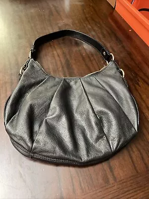 Vera Wang Simply Vera Black Leather Purse Handbag Boho Shoulder Bag Dressy EUC • $18.71