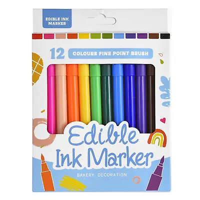 Food Coloring Pens 12Pcs Food Coloring Marker Pen Edible Writing Pens For Cake • £13.24