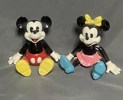 $174.99 • Buy Vintage Schmid Porcelain Mickey And Minnie Mouse Posable Music Box Figurines
