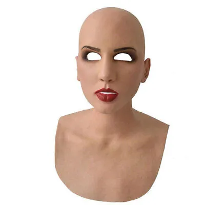 Latex Woman's Disguise Cross Dress Transgender Rubber Full Head Character Mask * • £19.76