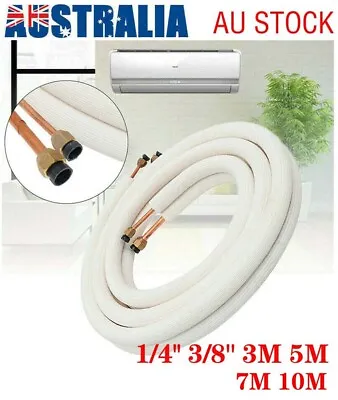 1/4'' 3/8'' Insulated Pipe Air Conditioner Fitting Twin Pair Coil Tube 5M 7M 10M • $33.24