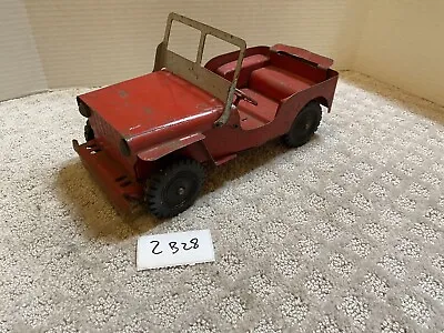 Vintage 1940s Louis Marx Willys Overland Pressed Steel Red Toy Jeep 2B28 • $149.99