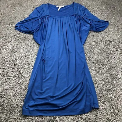 BCB Generation Womens Dress Sz M Blue Short Sleeve Square Neck Stretch EUC • $24.99
