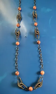 Statement Piece Jewelry Spring Paparazzi Calm & Connected Necklace Orange Silver • $7.25