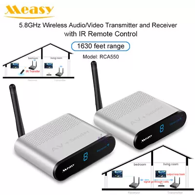 Measy AV550 500m 5.8GHz Wireless Video Audio Transmitter Kit IR Extender AV RCA • £99.59