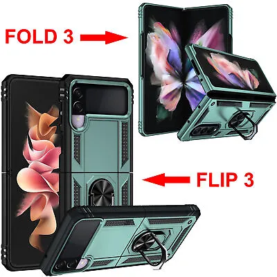 $9.95 • Buy For Samsung Galaxy Z Flip Fold 3 Shockproof Case Ring Holder Armor Stand Cover