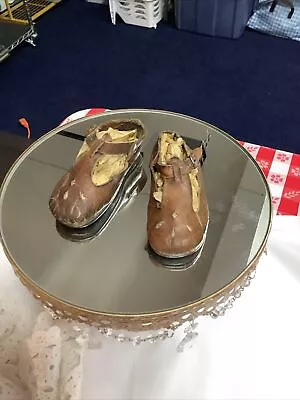 Antique 1900’s Brown Leather Handmade Baby Shoes  • $10