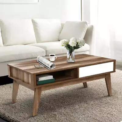 Artiss Coffee Table 2 Drawers Walnut Serena • $83.07