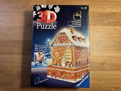 New Sealed Ravensburger 3-D Jigsaw Puzzle Gingerbread House With Led Lights • $29.98