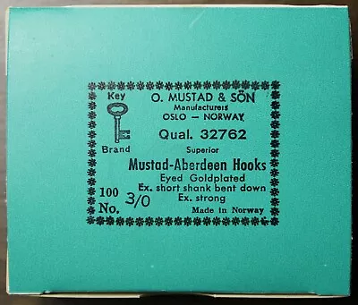 Vintage Mustad 32762 Size 3/0 Aberdeen Hooks Made In Norway Mustad & Son USA • $12.99