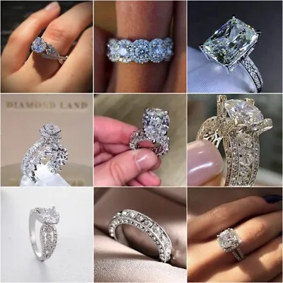 $1.37 • Buy Infinity 925 Silver Women Wedding Rings Cubic Zircon Fashion Jewelry Sz 6-10