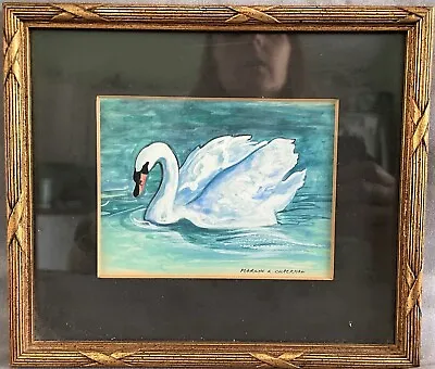 Signed Painting Of A Swan Marilyn Chackman Framed Bird • $56.25