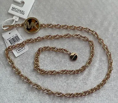 NWT Michael Kors Gold Tone Chain Link Belt With Tortoise Accent & Logo Size L/XL • $29.99