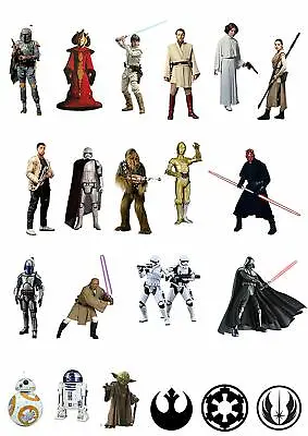 21 Stand Up Star Wars Characters Edible Wafer Paper Cake Toppers Decorations • £2.49