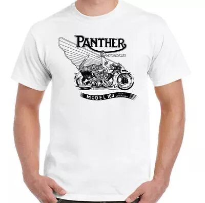 Panther Motorcycles Mens T-Shirt Model 100 Motorbike Biker Indian Top Bike BSA • £10