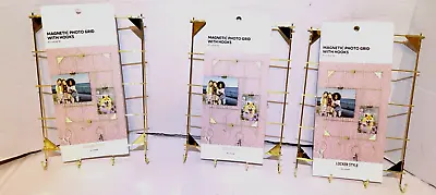 3 U Brands Locker Style Magnetic Hanging Photo Grids With Hooks Gold 8  X 6  • £24.10