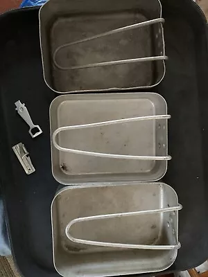 3 Vintage British Military Metal Mess Tins Etc Camping Fishing (b Tub) • $18.03