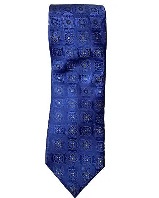 Canali Blue Geometrical Floral Tie • $42