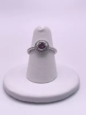 0.77ct Red Round Lab Grown Diamond Ring Bezel And Halo Setting In 10K White Gol • $715