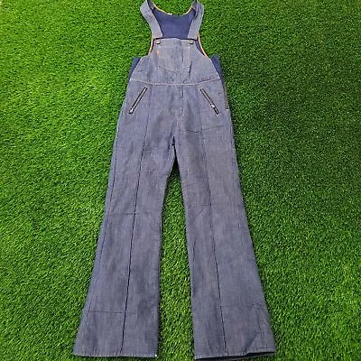 Vintage 70s LEVIS Flared Ski Bib Overall Womens M Snowboard Lined Indigo USA • $138.95