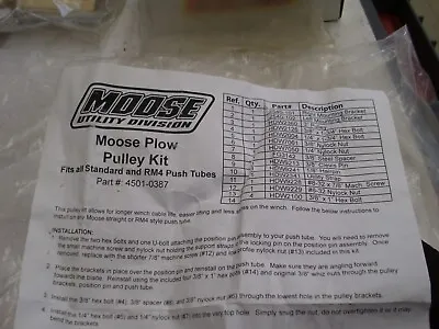 New Moose Atv Plow Pulley Kit For Standard / Rm4 Push Tubes 4501-0387!# • $111.44