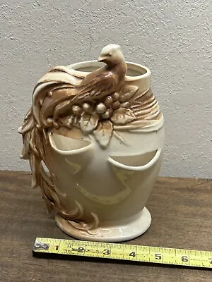 Vintage McCoy Bird Of Paradise Peacock Strawberry Vine Vase Planter • $39.95