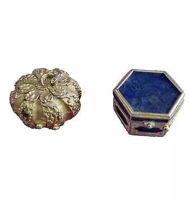 LOT OF 2 Vintage Estée Lauder Solid Perfume Compacts Golden Pumpkin Hexagon Box • $39.99