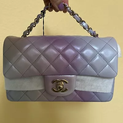 NWT 24P Chanel Mini Ombre Pastel Lilic/pink/cream Unicorn Shoulder Crossbody Bag • $6899