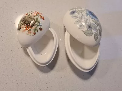 2 Bone China Egg Shaped Lidded Trinket Pots -  Coalport And Wedgwood • £9.99